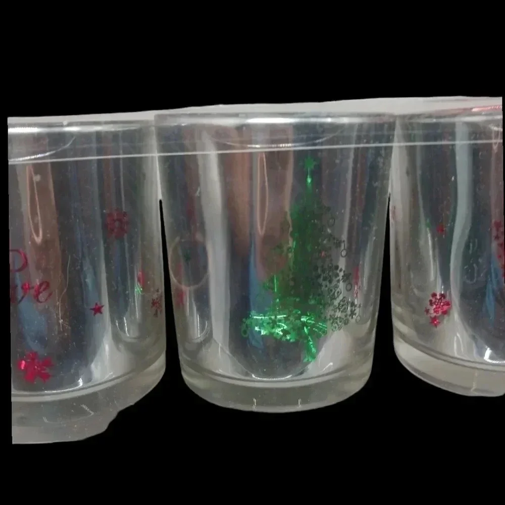 Set of 4 christmas glass votive candle holder